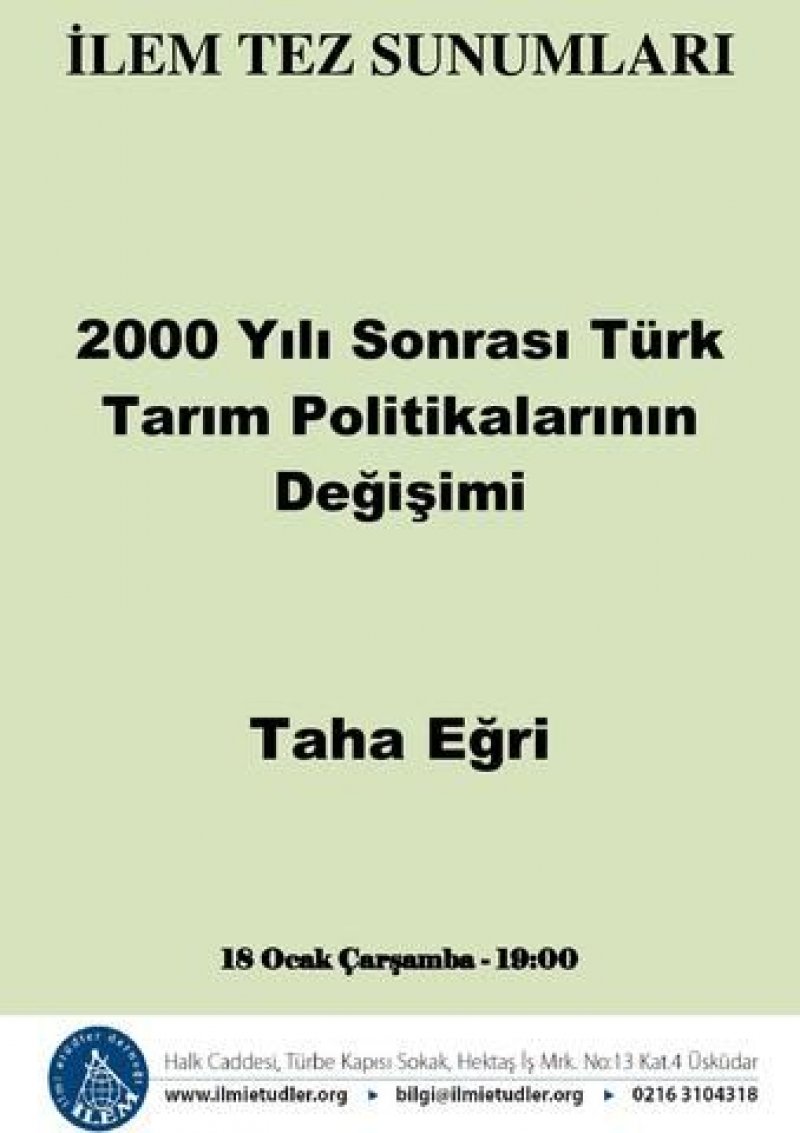 2000 Yılı Sonrası Türk Tarım Politikalarının Değişimi